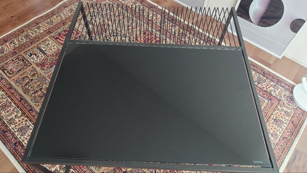 【直接引渡】ガラス天板の黒いセンターテーブル