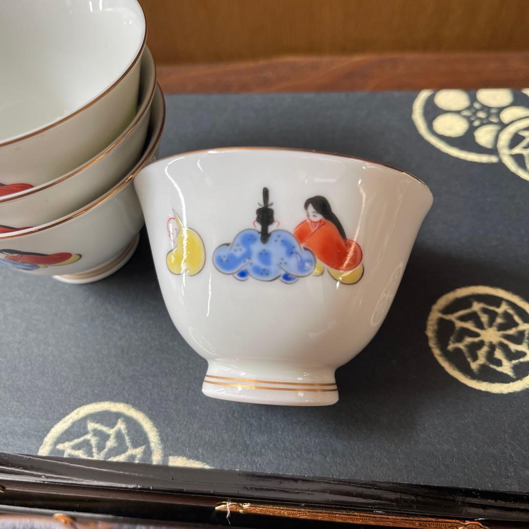 有田焼 深川製磁 六歌仙 湯呑み揃 5客セット 金彩 色絵 茶器セット