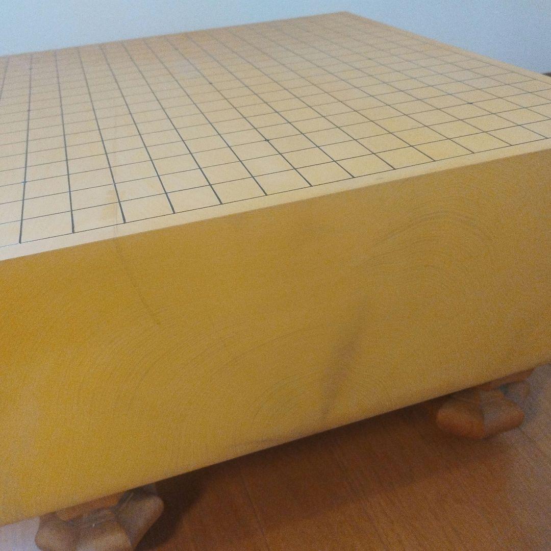 囲碁盤 柾目 脚付 へそ有 碁盤 厚さ15cm 天然木 ※木製カバー付 ①