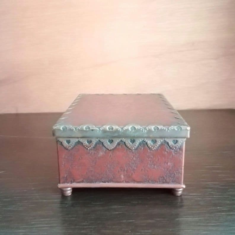 逸品　緋銅　毛織式　蓋物　小物入れ　松栄堂　明治金工　和骨董　骨董　アンティーク