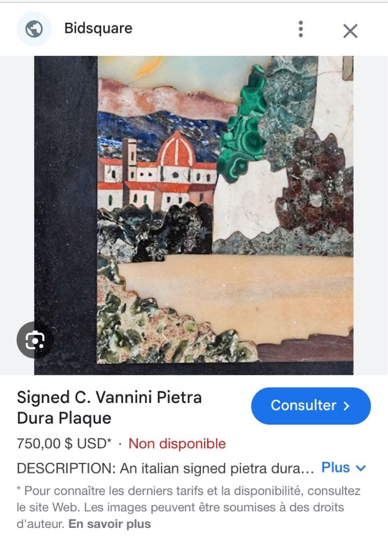 イタリア製 モザイク画 C. Vannini 直筆サイン入り 真作 - メルカリ