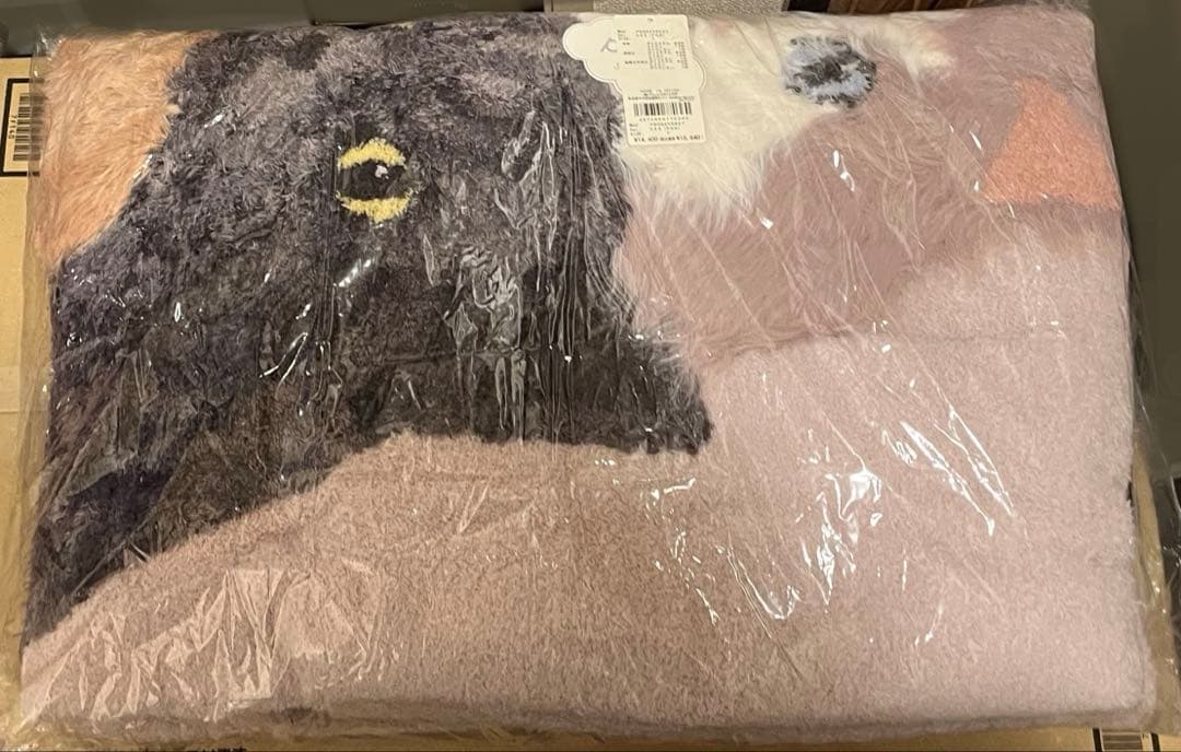 CAT3柄 ジャガードマルチカバー ジェラートピケ