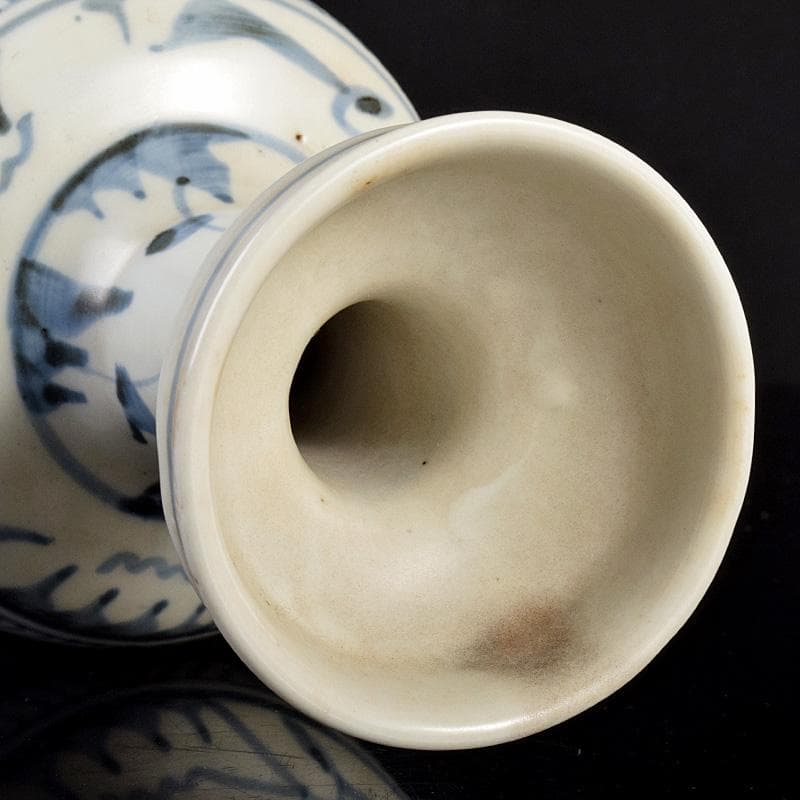 中国 呉須染付 花文 盤口瓶 M R5036 - runmedia.in