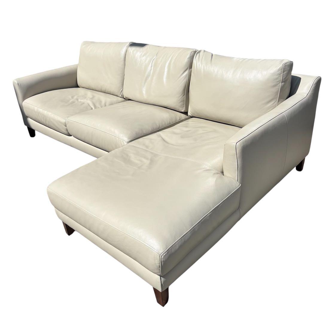 アクタス ACTUS L字型ソファ レザー アイボリー