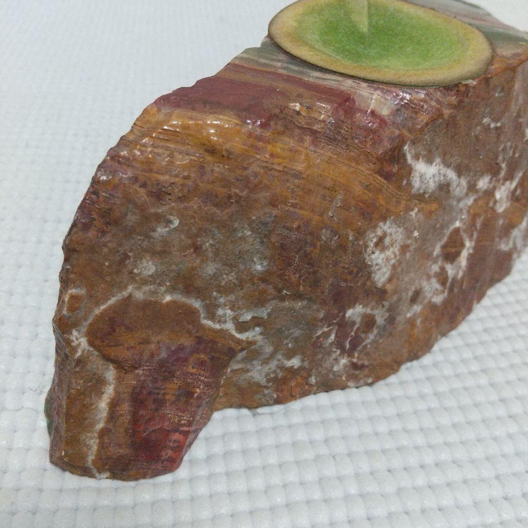 まるで惑星 4.2kg 碧玉? 赤/緑/黄の縞模様が美しい観賞石31cm