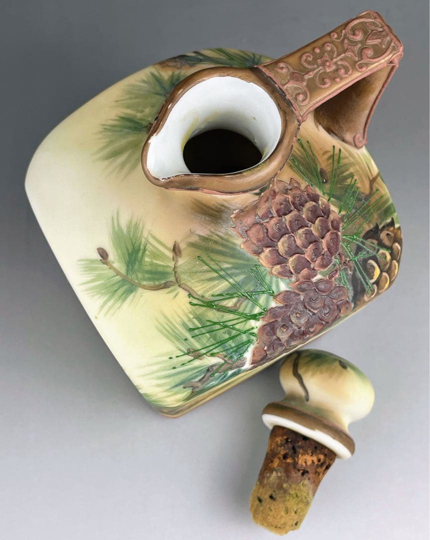 希少】オールドノリタケ 松ぼっくり紋ウィスキージャグ モールド