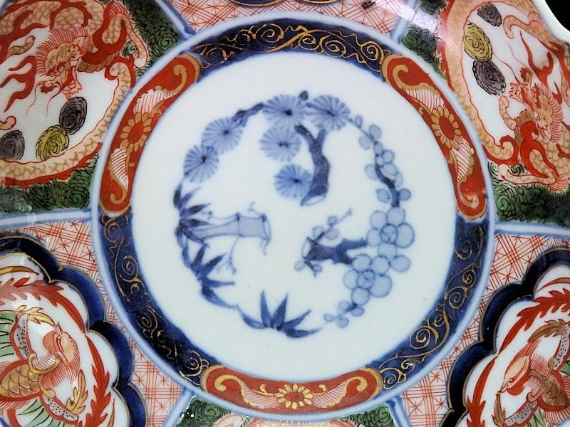 大聖寺伊万里 金襴手 団龍紋に鳳凰の図 膾皿 N514AS-CVq - メルカリ