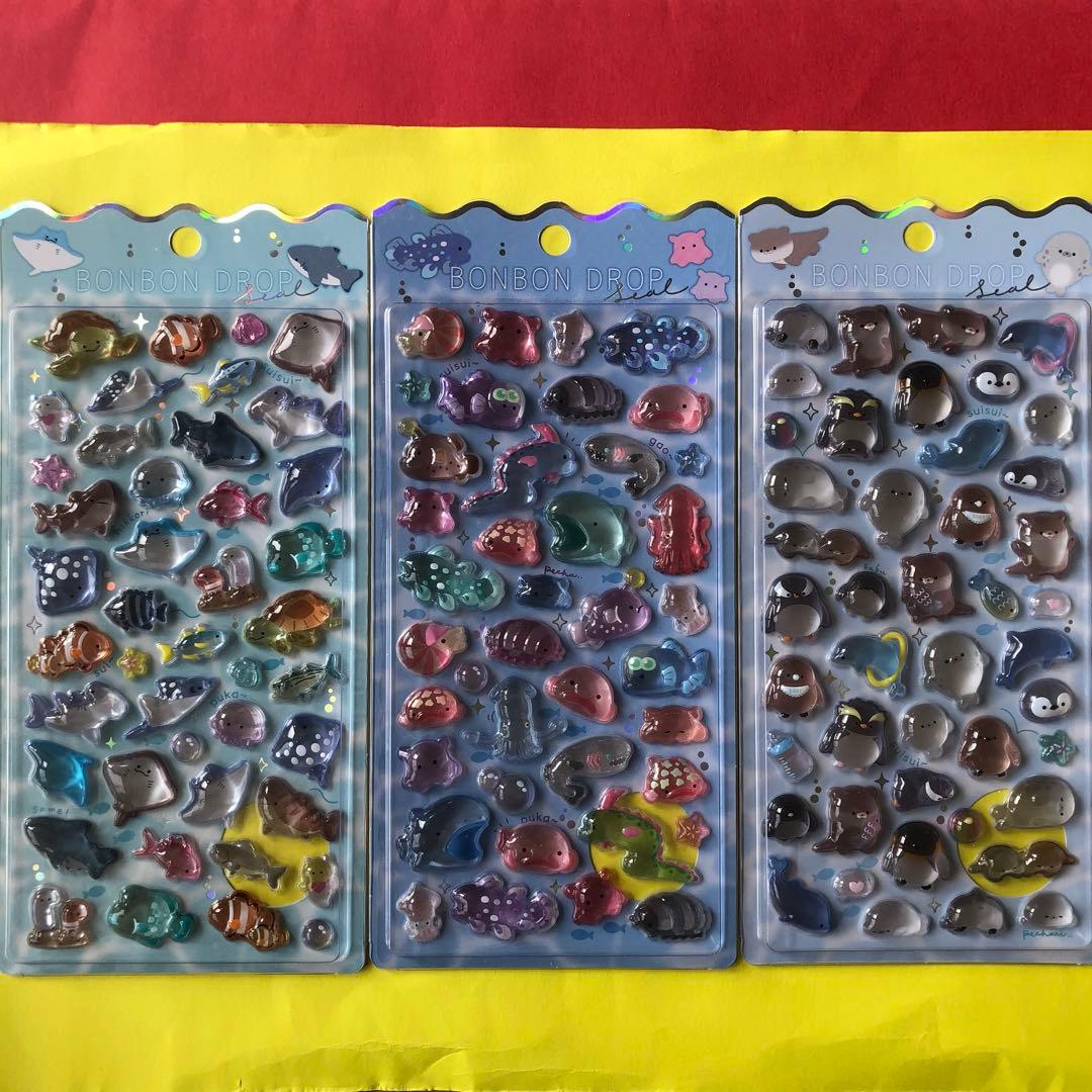 正規品》ボンボンドロップシール 水族館限定 3種類セット 海水魚 海獣