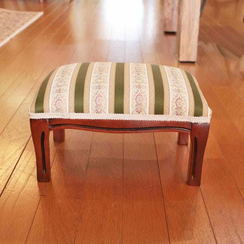 フットスツール グリーンストライプ オットマン 椅子 222-1497-001