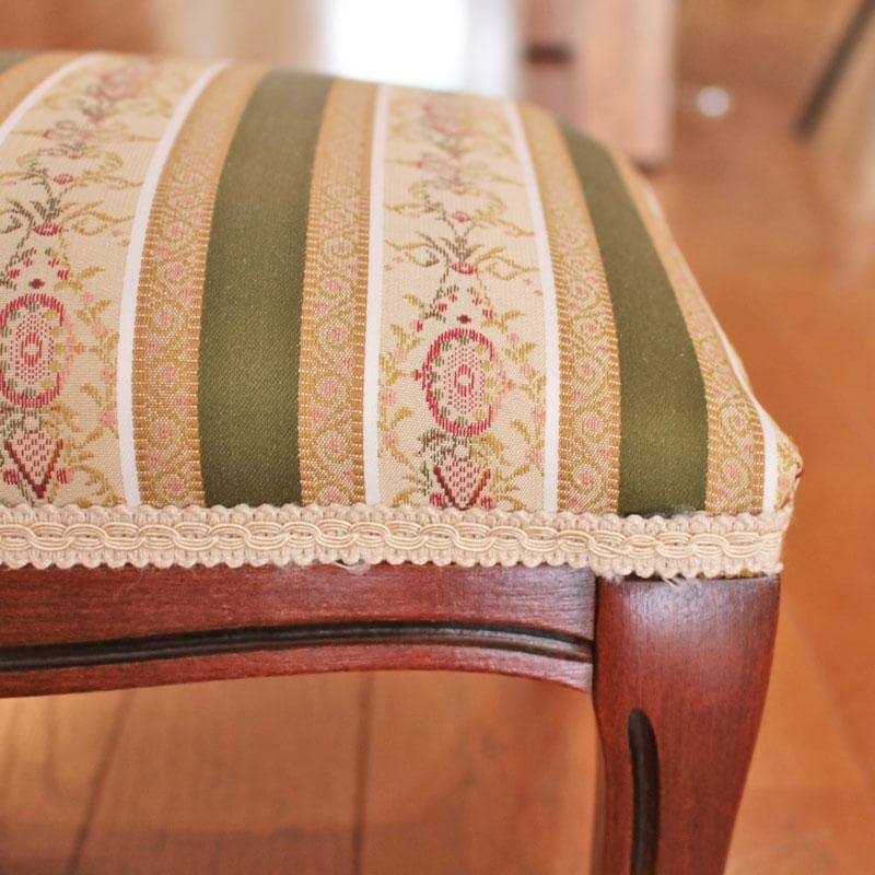 フットスツール グリーンストライプ オットマン 椅子 222-1497-001