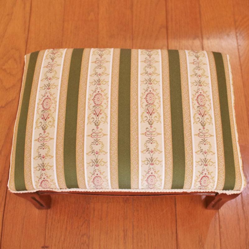 フットスツール グリーンストライプ オットマン 椅子 222-1497-001