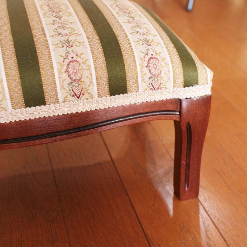 フットスツール グリーンストライプ オットマン 椅子 222-1497-001