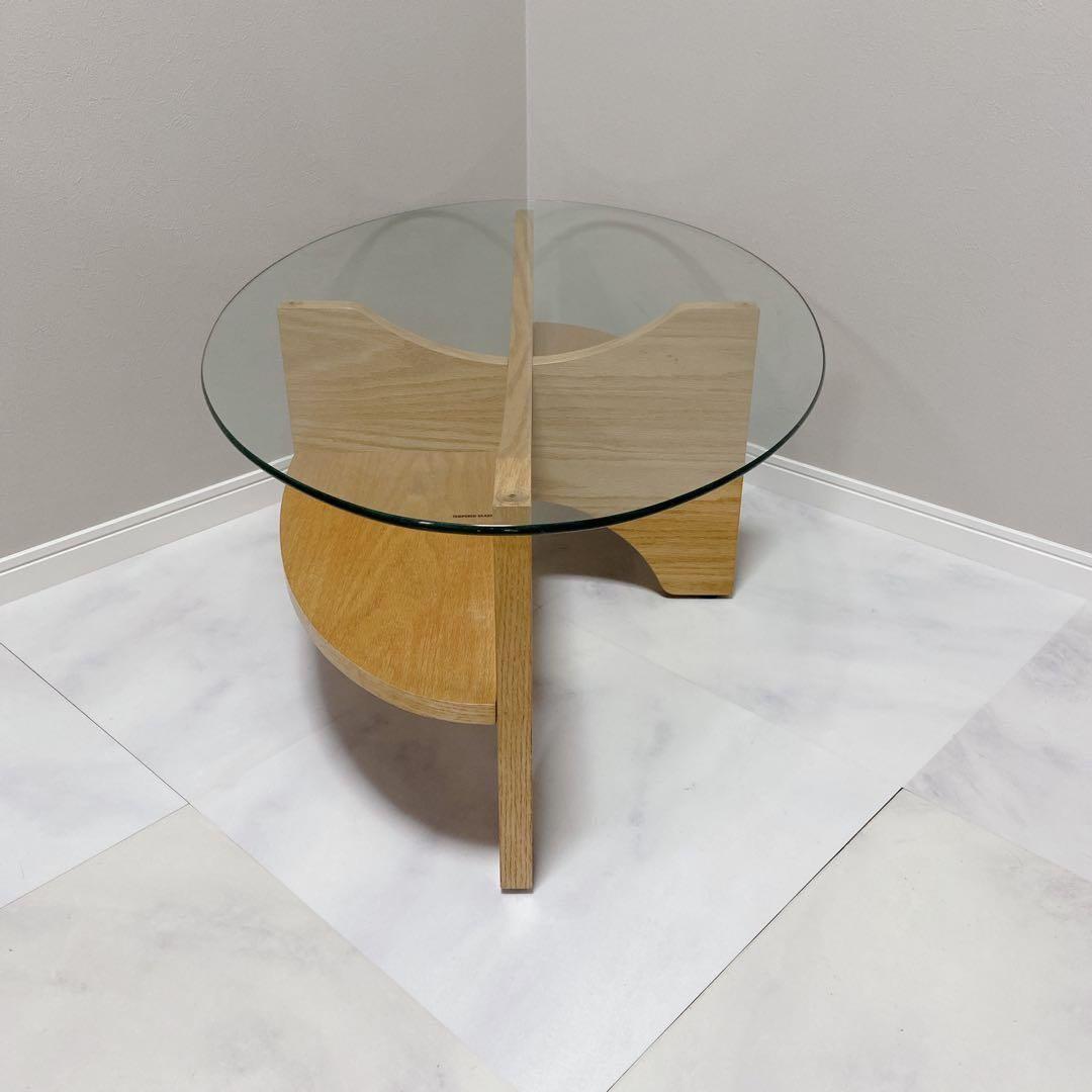 東谷 LE-454NA ガラストップ オーバルテーブル ナチュラル 美品