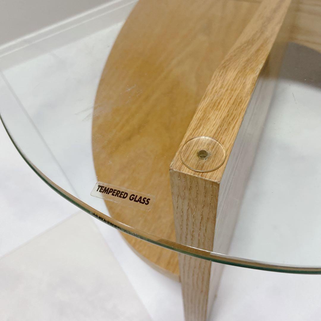 東谷 LE-454NA ガラストップ オーバルテーブル ナチュラル 美品