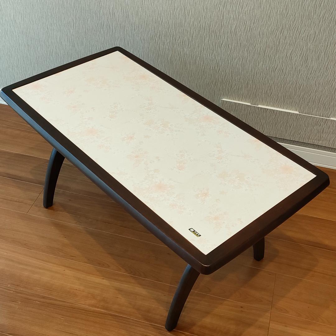カリモク　サイドテーブル　センターテーブル　花柄　リビングテーブル