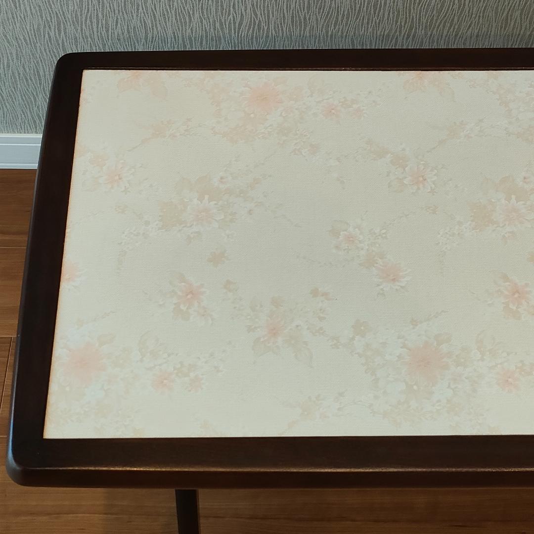 カリモク　サイドテーブル　センターテーブル　花柄　リビングテーブル