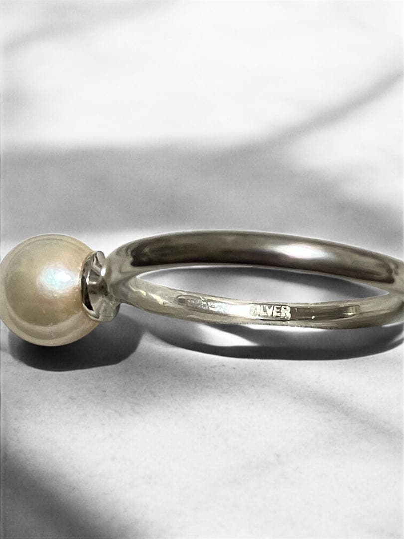 ハンドメイド　シルバー950 あこやパールリング