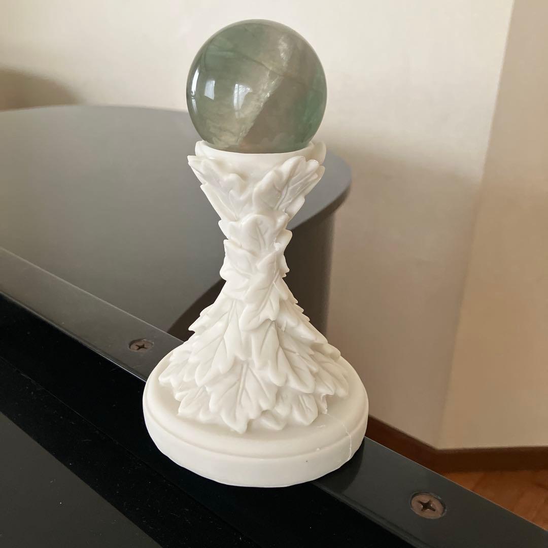 まめさま専用樹脂　天然石台座　スフィア台　オリーブ柄