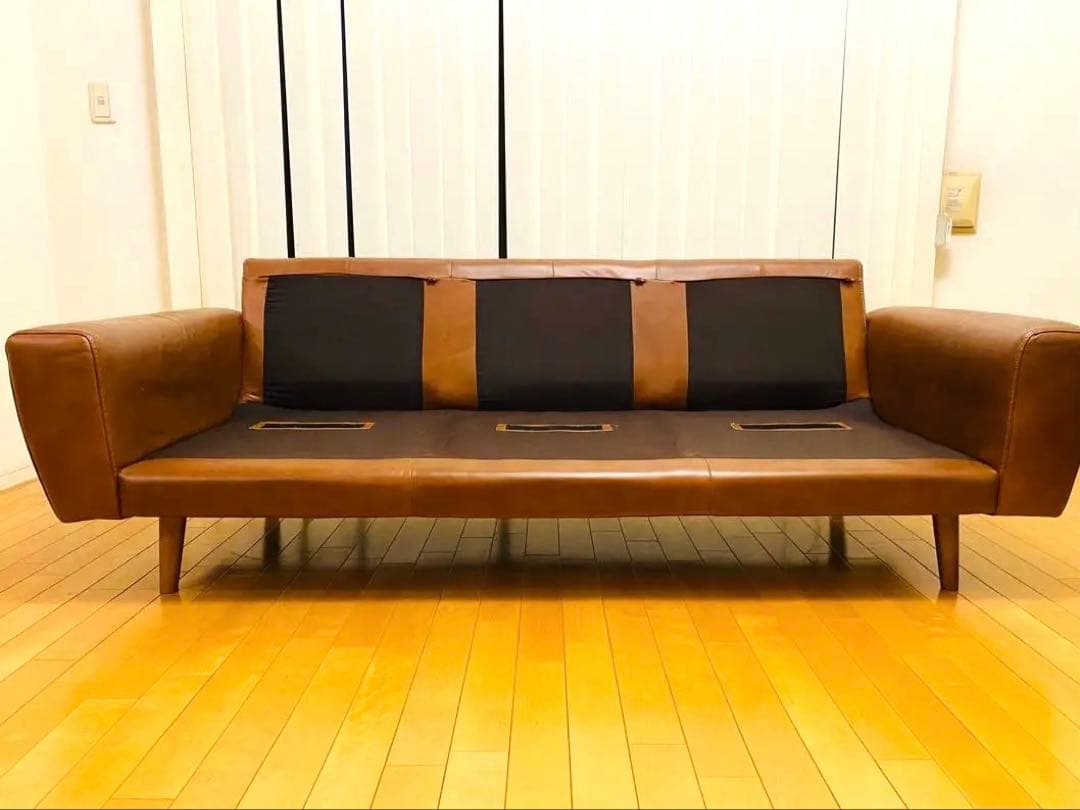 ✨引越し整理品✨【ウニコ】MOLN レザーソファー 3人掛け ダークブラウン