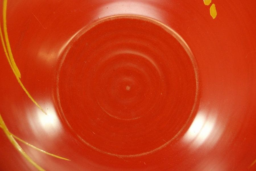 茶道具 托鉢 朱塗 菓子器 竹内栖鳳画 共箱(A872)