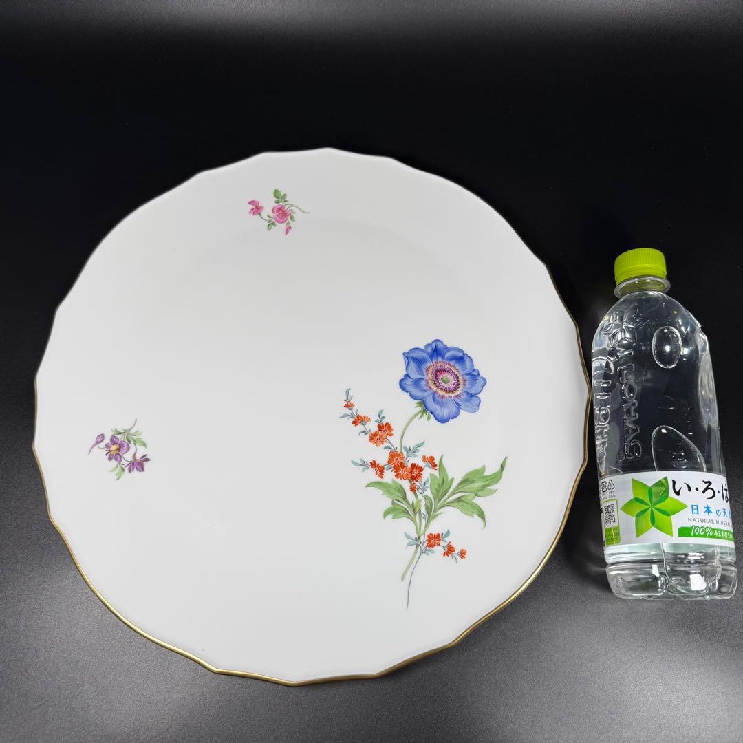 未使用 マイセン 金彩 2つ花 アネモネグランドプレート(34cm)1枚、1級