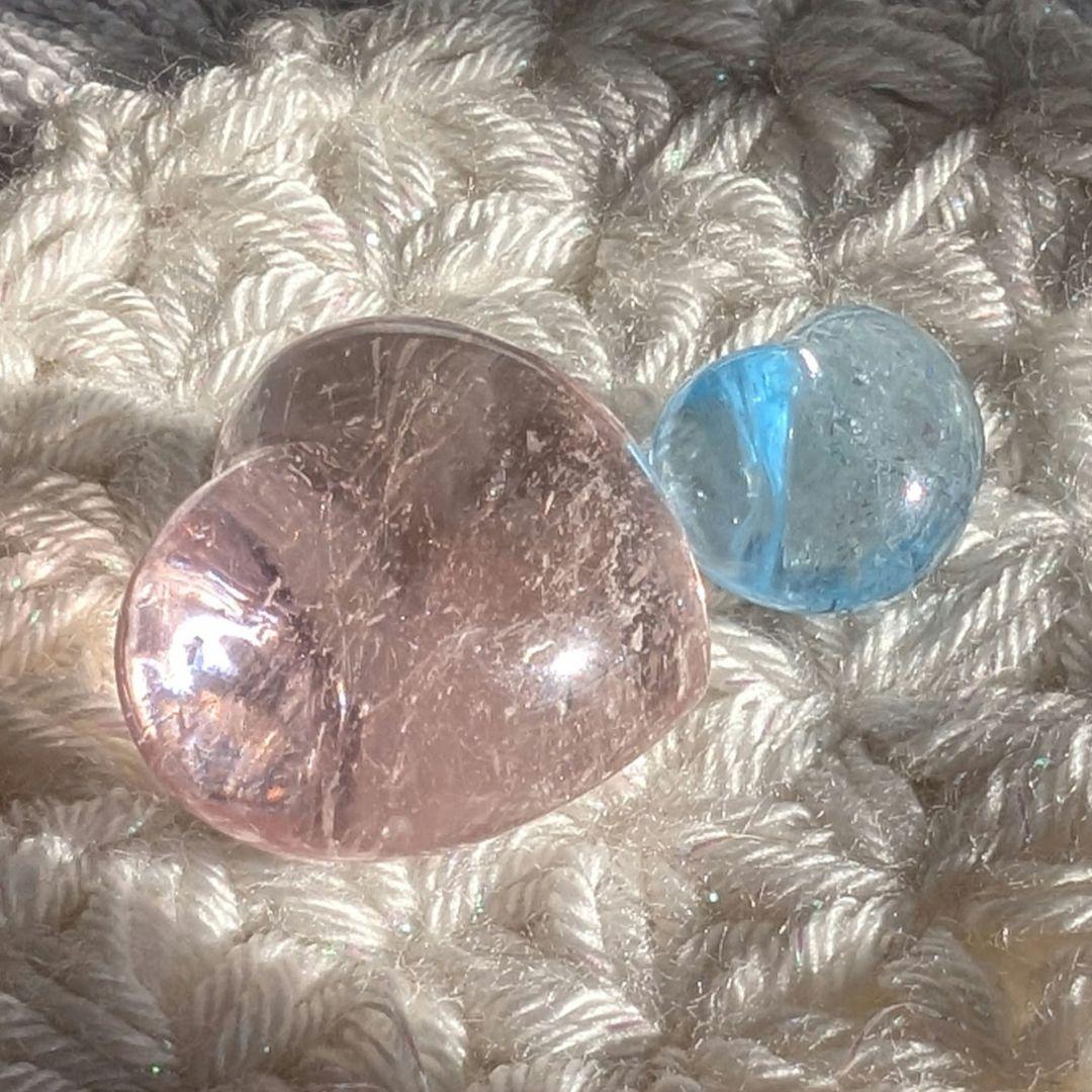 【美品】イーダーオーバーシュタイン磨きのモルガナイトとブルートパーズ