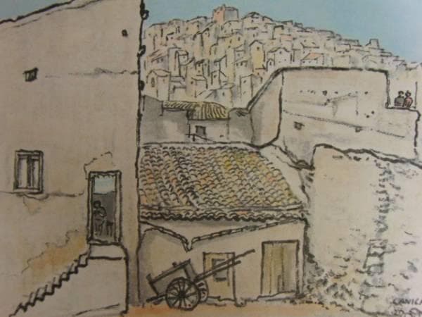 守屋 多々志、乾いた町（シチリア島カニカッティ）、希少な額装用画集