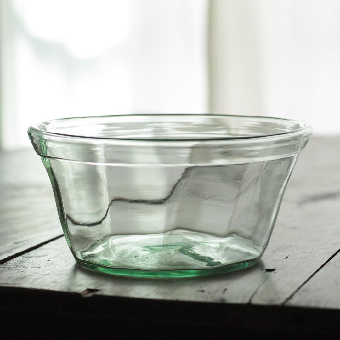 18-19世紀 スウェーデン 古い手吹きの色ガラスボウル鉢 アンティーク