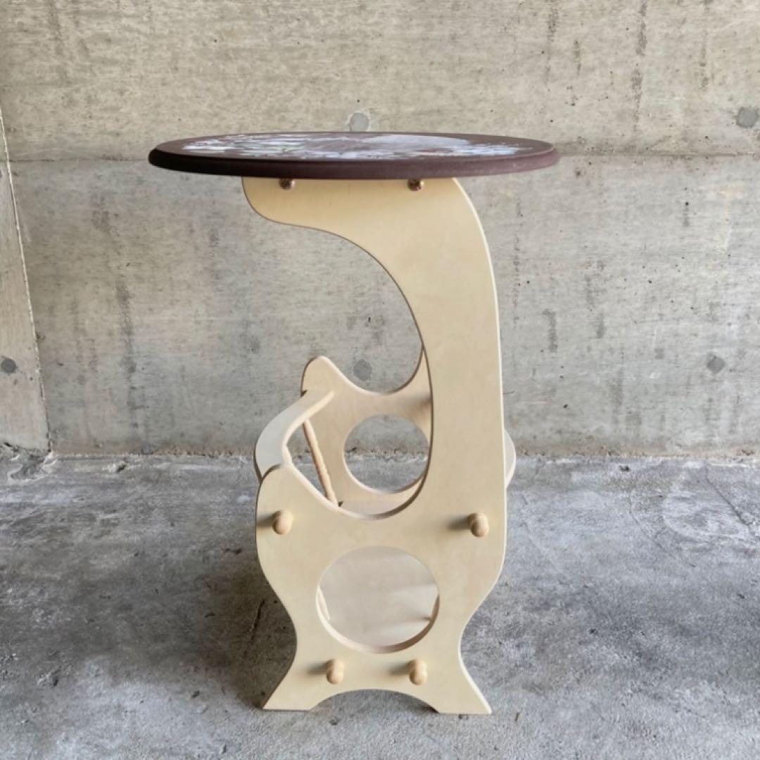 サイドテーブル マガジンラック 飾り台 花台 トールペイント 花柄 木製 レトロ