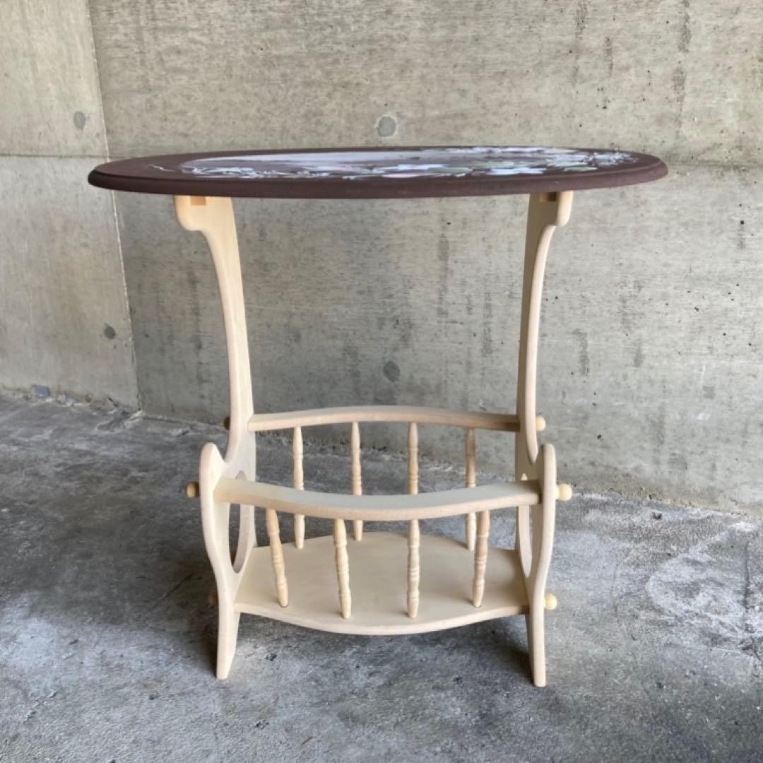 サイドテーブル マガジンラック 飾り台 花台 トールペイント 花柄 木製 レトロ