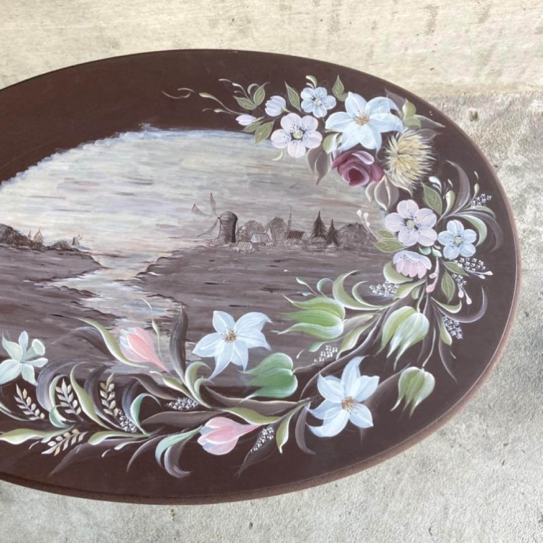 サイドテーブル マガジンラック 飾り台 花台 トールペイント 花柄 木製 レトロ