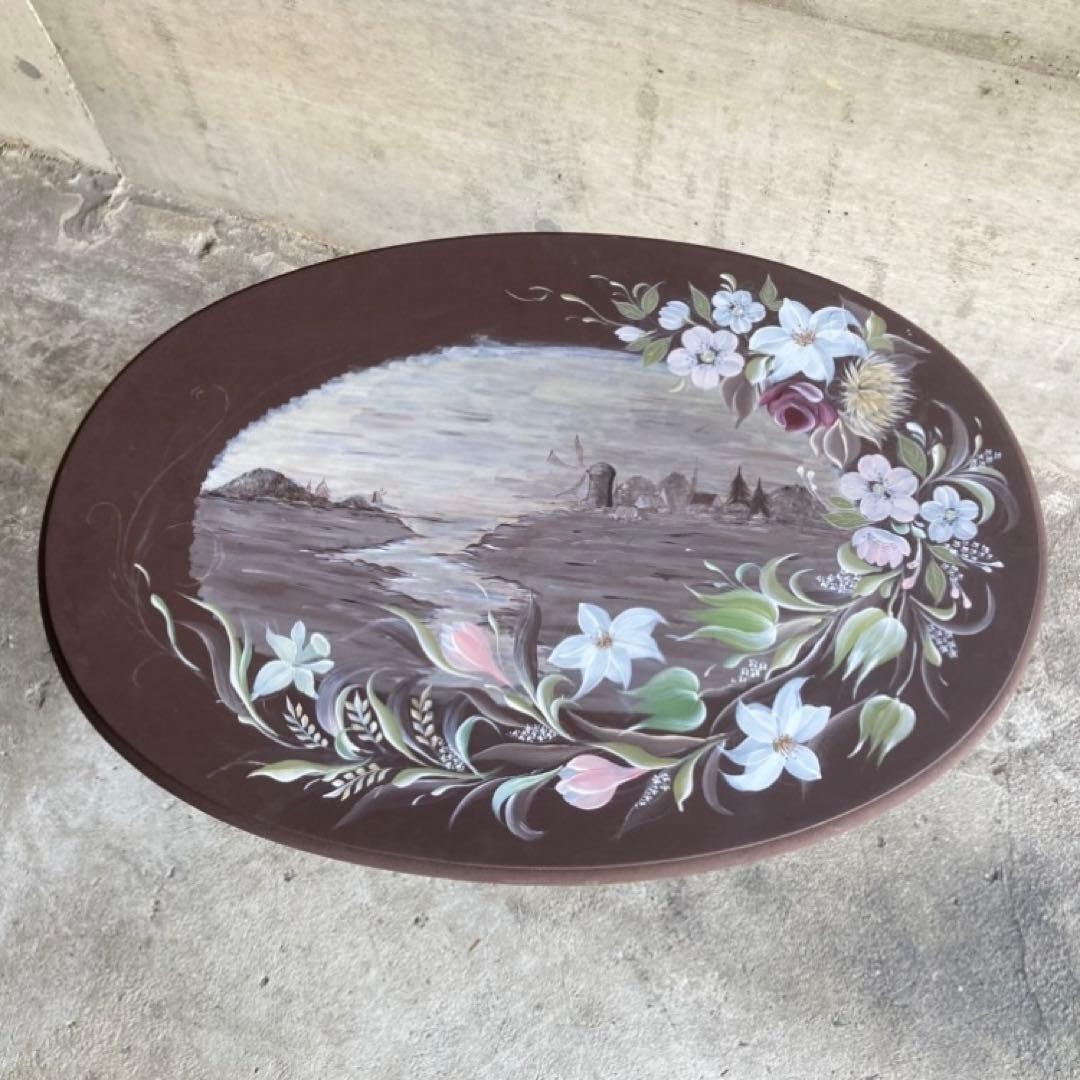 サイドテーブル マガジンラック 飾り台 花台 トールペイント 花柄 木製 レトロ