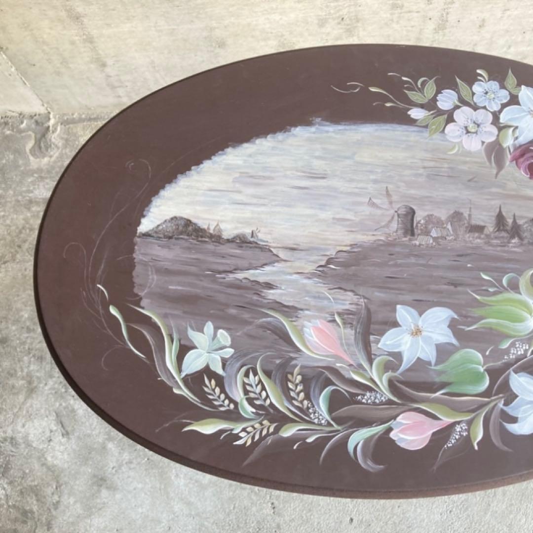 サイドテーブル マガジンラック 飾り台 花台 トールペイント 花柄 木製 レトロ