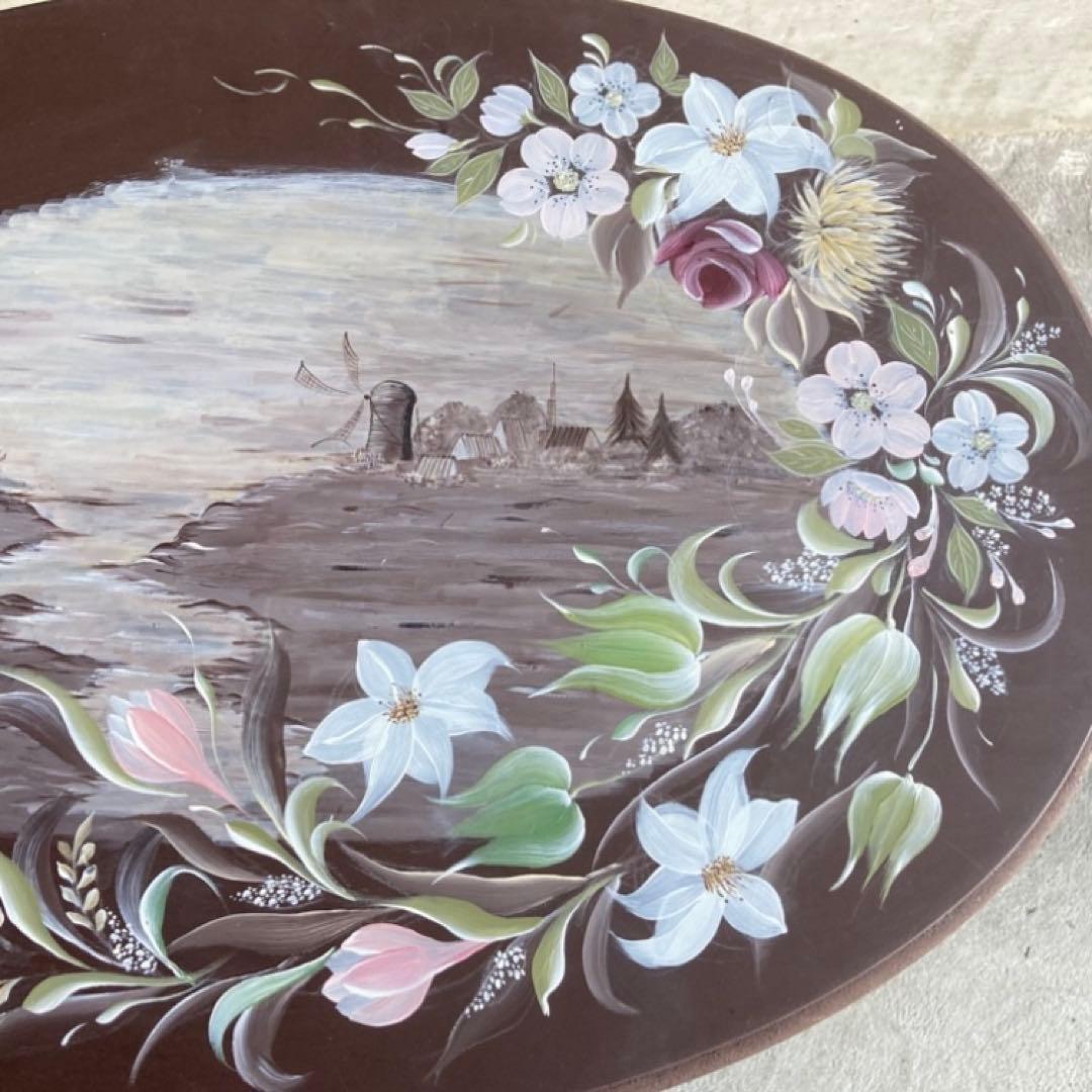 サイドテーブル マガジンラック 飾り台 花台 トールペイント 花柄 木製 レトロ