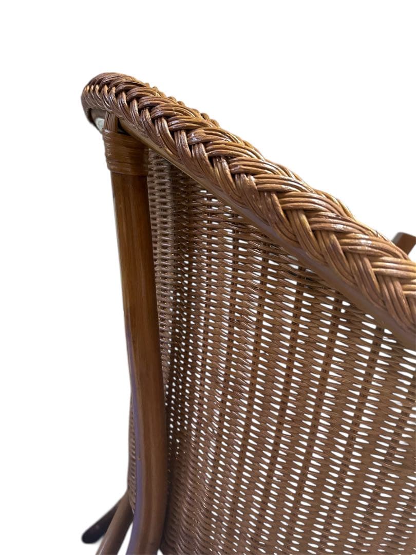 昭和レトロ　カザマ　アーチ型ラタンチェア アームチェア