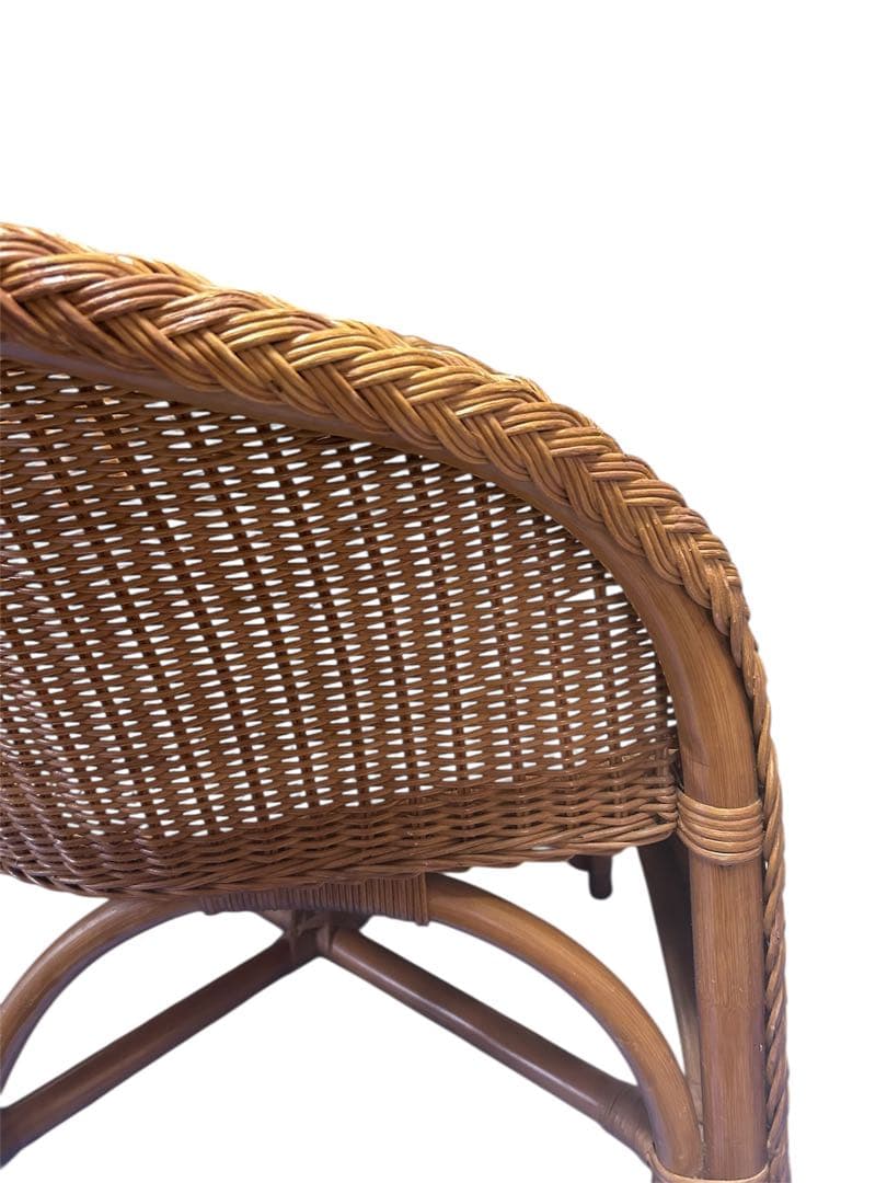 昭和レトロ　カザマ　アーチ型ラタンチェア アームチェア