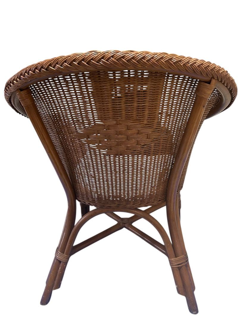 昭和レトロ　カザマ　アーチ型ラタンチェア アームチェア