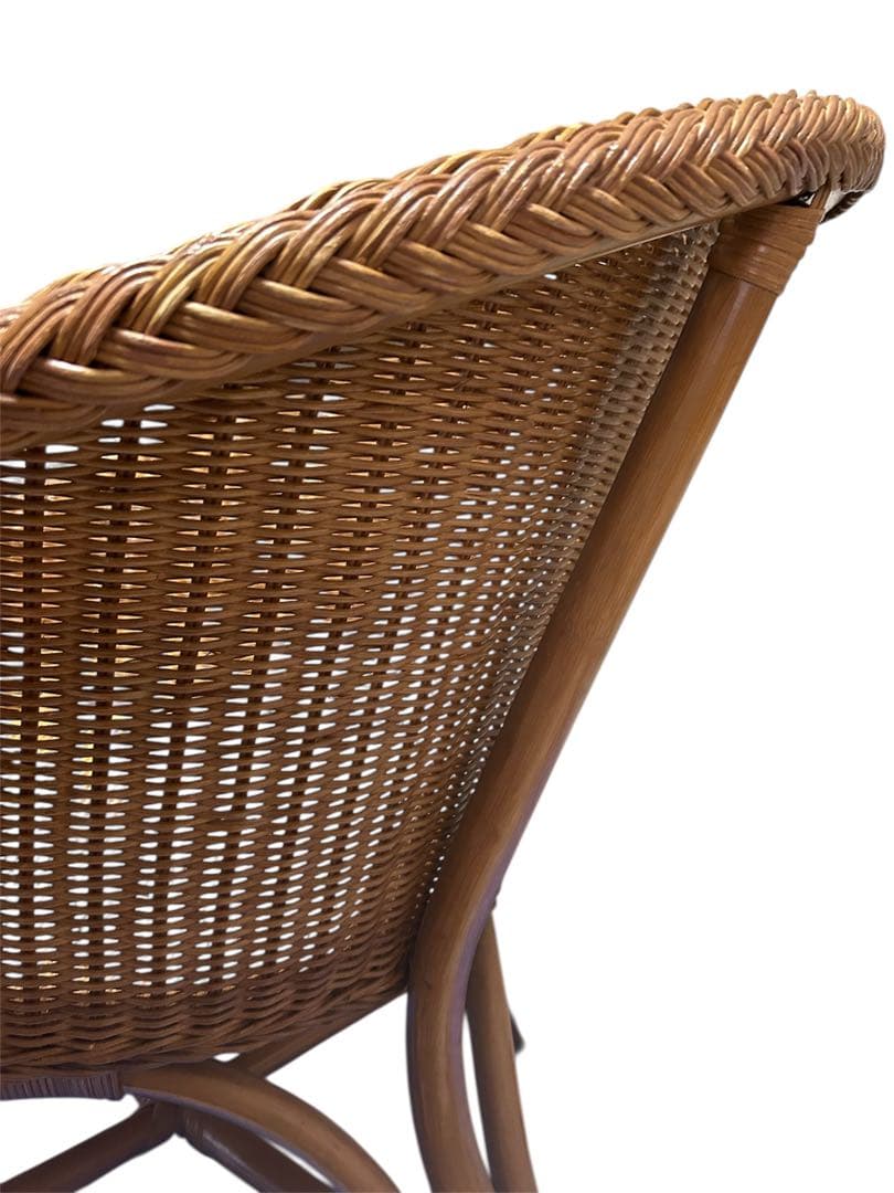 昭和レトロ　カザマ　アーチ型ラタンチェア アームチェア