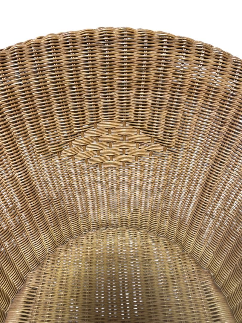 昭和レトロ　カザマ　アーチ型ラタンチェア アームチェア