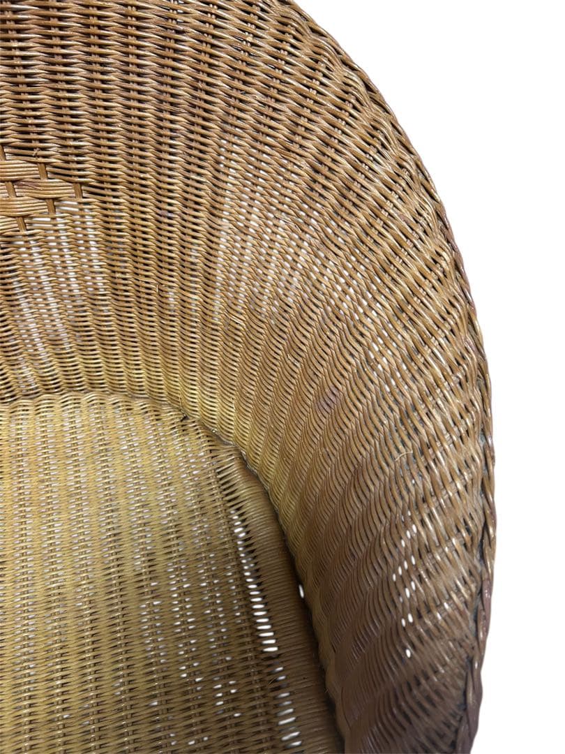 昭和レトロ　カザマ　アーチ型ラタンチェア アームチェア