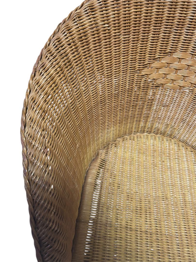 昭和レトロ　カザマ　アーチ型ラタンチェア アームチェア