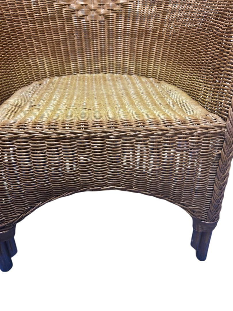 昭和レトロ　カザマ　アーチ型ラタンチェア アームチェア