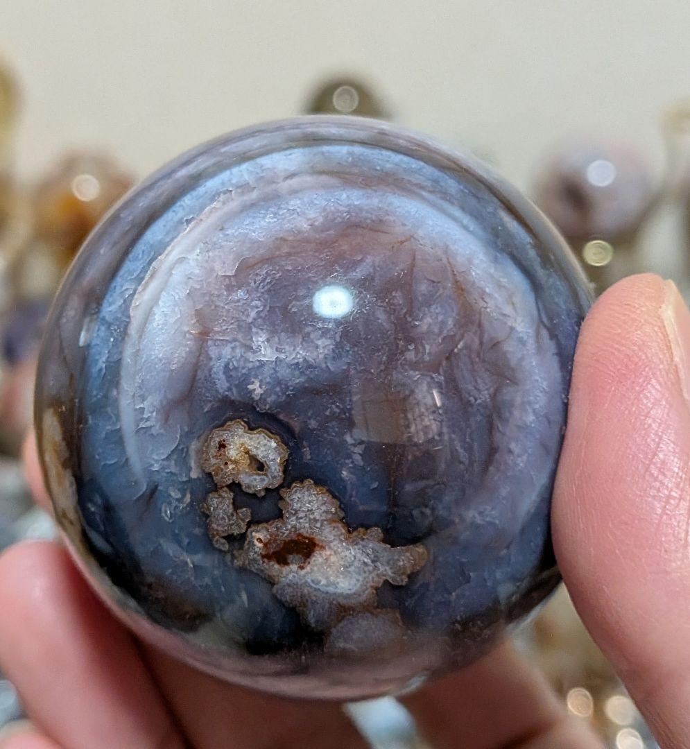 ブルー桜瑪瑙☆ブルーアゲート☆スフィア☆高品質☆希少☆レア☆