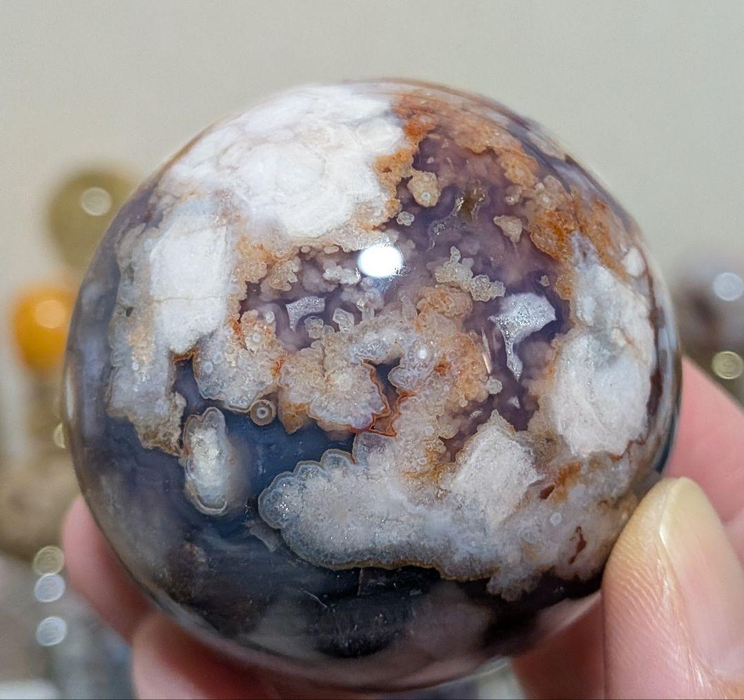 ブルー桜瑪瑙☆ブルーアゲート☆スフィア☆高品質☆希少☆レア☆