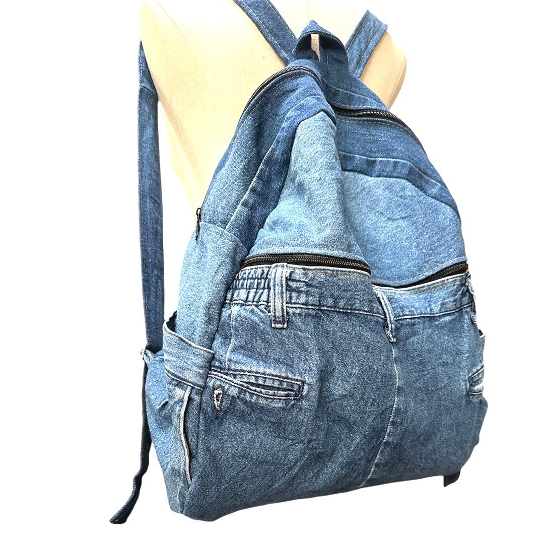デニム リメイク ハンドメイド バッグ 学生 リュック 大人 可愛い