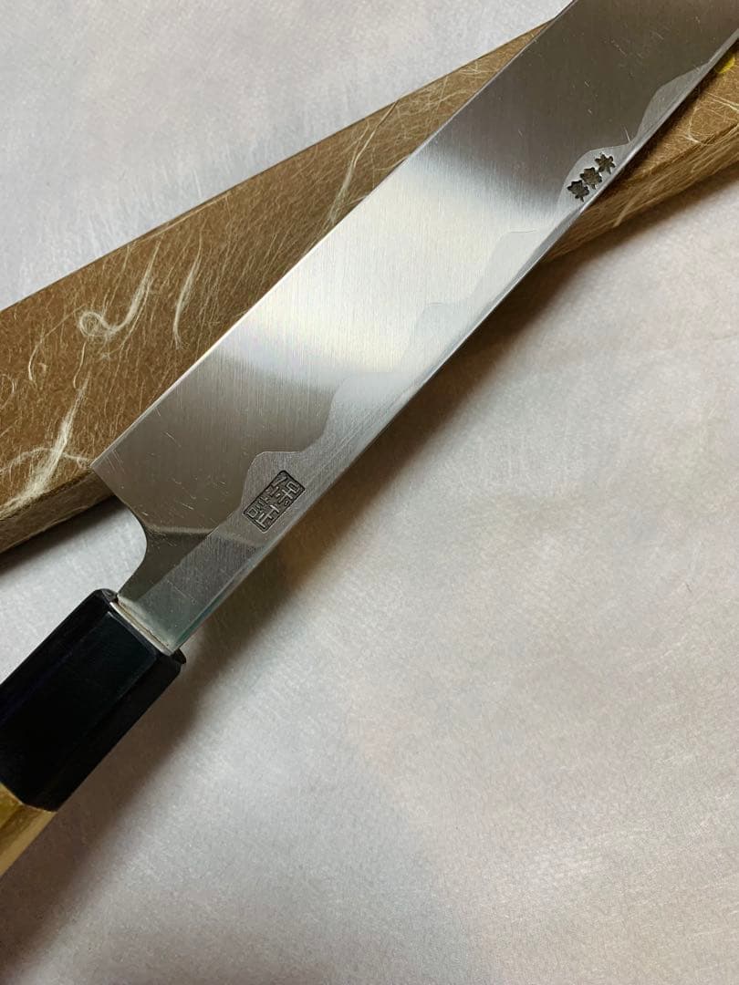 堺打刃物 刺身 柳刃 包丁 青鋼 本鍛錬 水牛八角柄 鞘付き - メルカリ