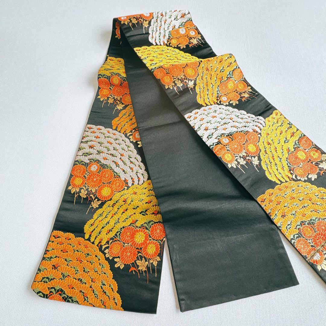 フルセット　七五三７歳女の子　上品　総絞り　緑　黒袋帯　菊　小物セット　7063