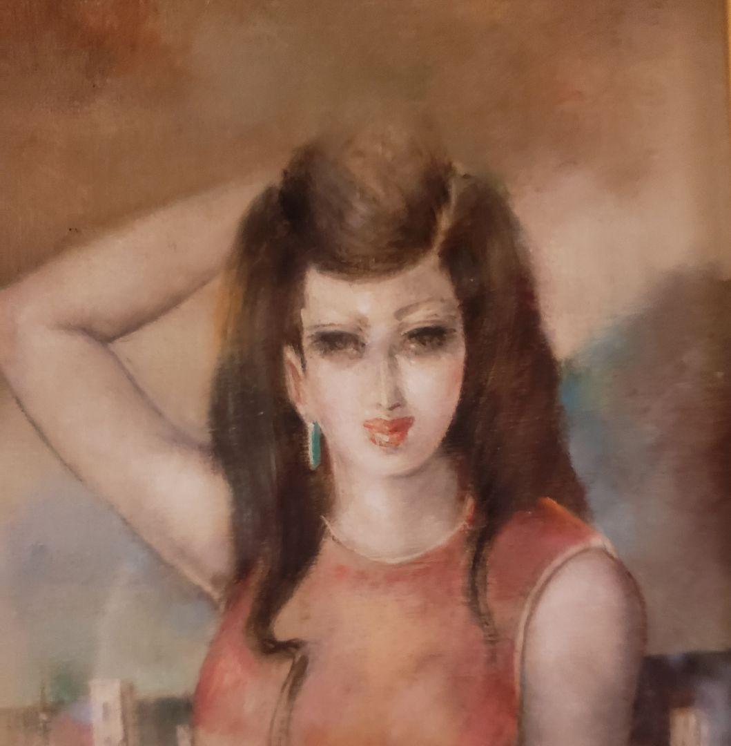 no211　洋画家 堺幹夫の油彩画　埠頭の女