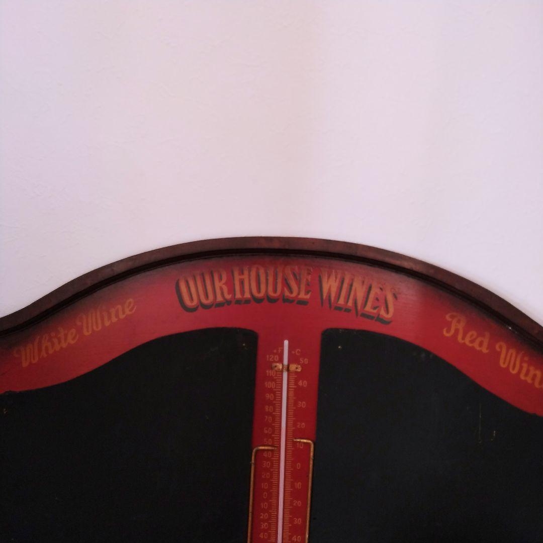 ワイン 木製 パネル 白/赤ワイン 黒板 温度計付き サインボード アンティーク