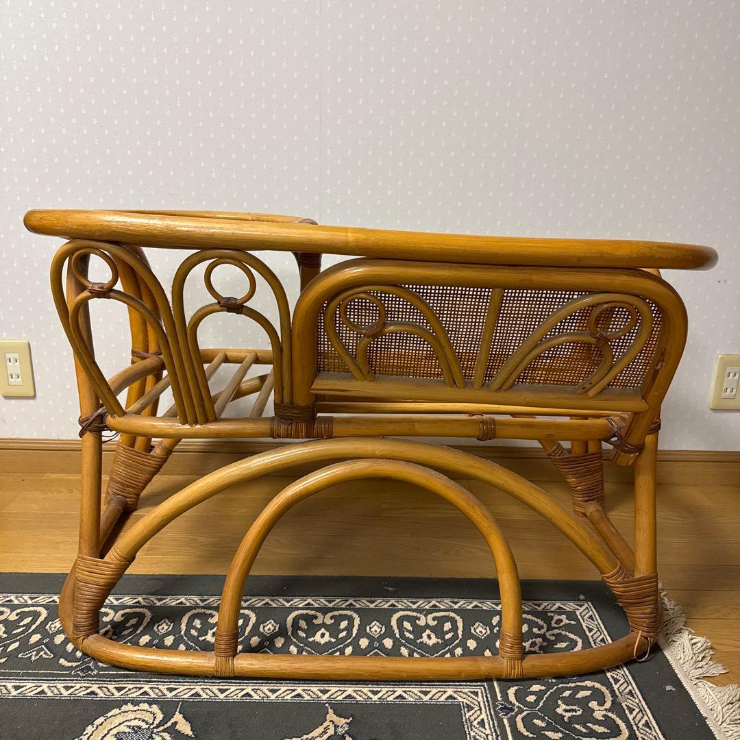 【状態良好 ❗️】アンティーク 昭和レトロ ラタン 藤 電話台／サイドテーブル